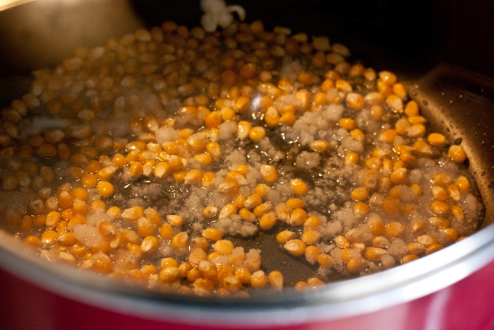 popcorn kernels in coconut oil