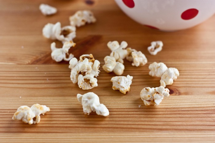 original kettle corn spilled on a table