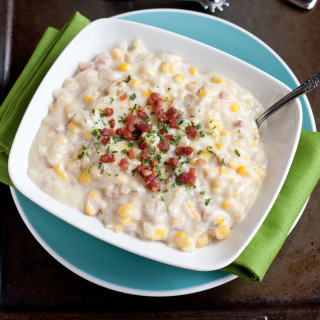 Crock-Pot Corn Chowder with Parmesan Rind and Pancetta