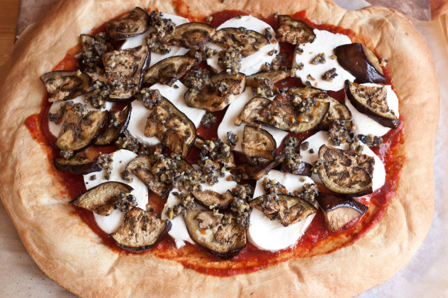 Eggplant and Olive Tapenade Pizza