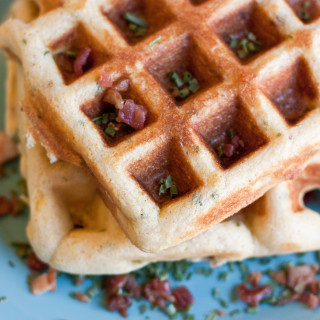 Bacon and Chive Cornbread Waffles