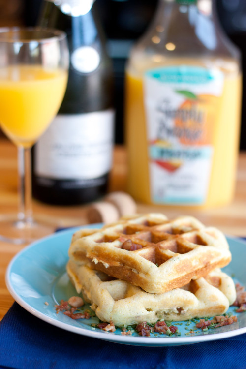 Bacon Chive Cornbread Waffles