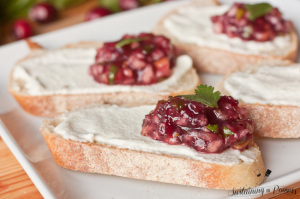 These Cranberry Salsa and Goat Cheese Crostini are the perfect quick appetizer for your next holiday party.