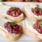 These Cranberry Salsa and Goat Cheese Crostini are the perfect quick appetizer for your next holiday party.