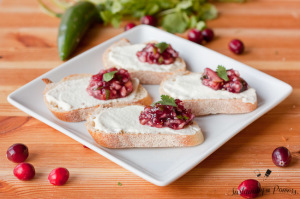 These Cranberry Salsa and Goat Cheese Crostini are the perfect quick appetizer for your next holiday party.