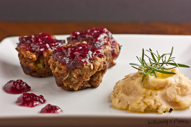 Your favorite flavors from Thanksgiving dinner come together in this easy, personal-sized Turkey and Stuffing Meatloaf Muffins with Cranberry glaze.