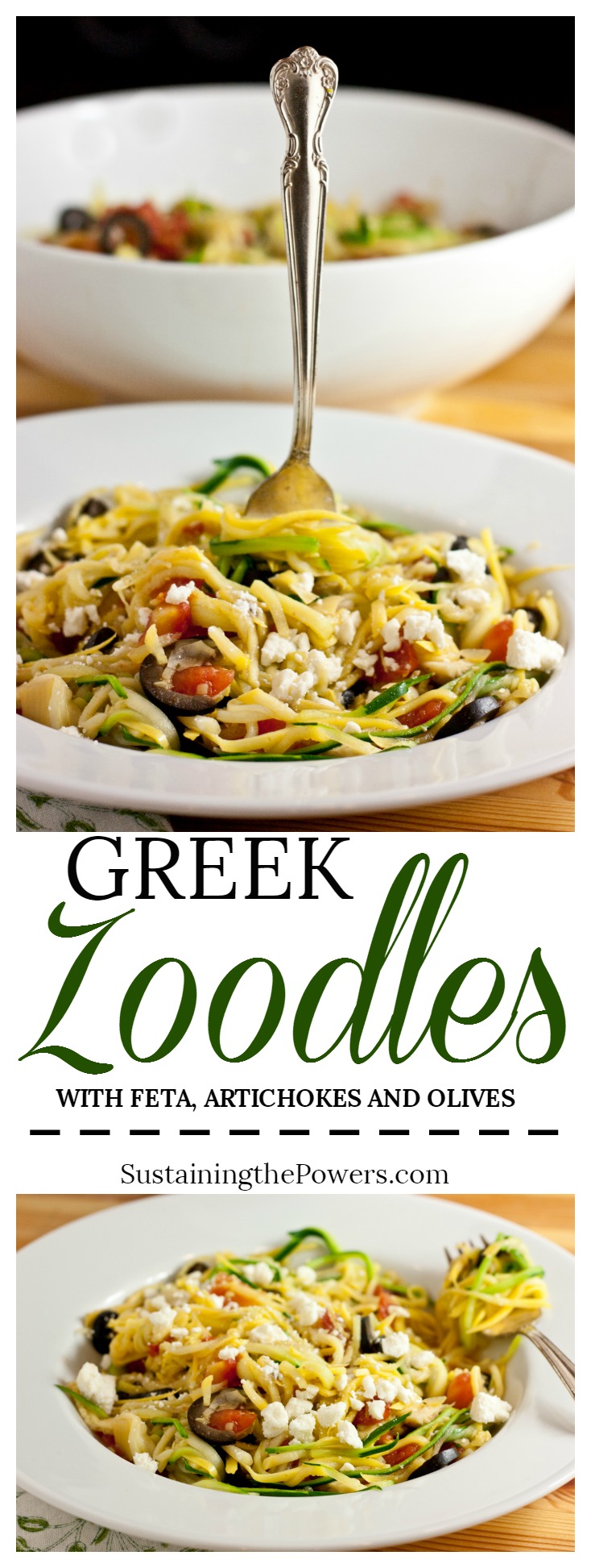 How to Make Greek Zucchini Noodles | These zoodles are one of my most popular recipes. They taste like an indulgent pasta dish, but the spiralized zucchini noodles mean this is packed full of gluten-free veggies instead! Click through now to get the recipe!