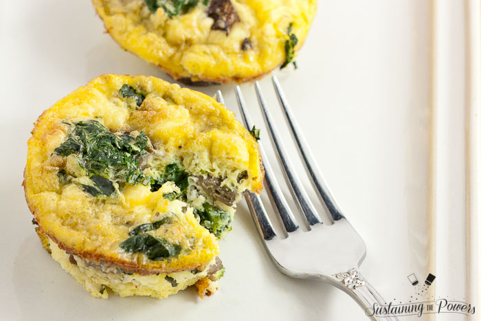 A miniature version of the Italian open-faced omelette. These mini mushroom, feta and spinach frittatas come together quickly for a nice breakfast, lunch, or dinner.