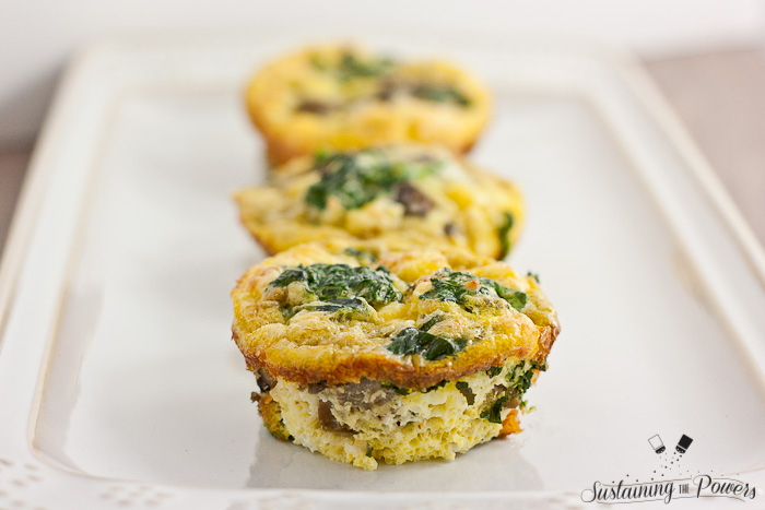 A miniature version of the Italian open-faced omelette. These mini mushroom, feta and spinach frittatas come together quickly for a nice breakfast, lunch, or dinner.