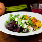 Roasted Beet Salad with Goat Cheese and Beet Basil Pesto Vinaigrette