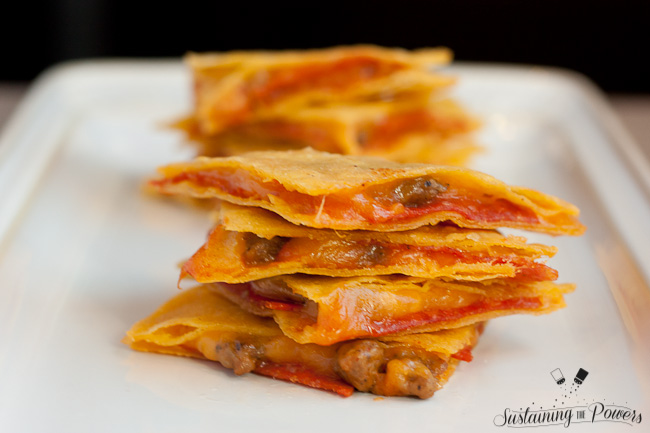 I can't wait to make these for my Super Bowl Party! Sausage and Pepperoni Pizzadillas