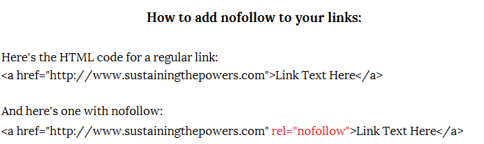 how to add nofollow to your links - Sustaining the Powers