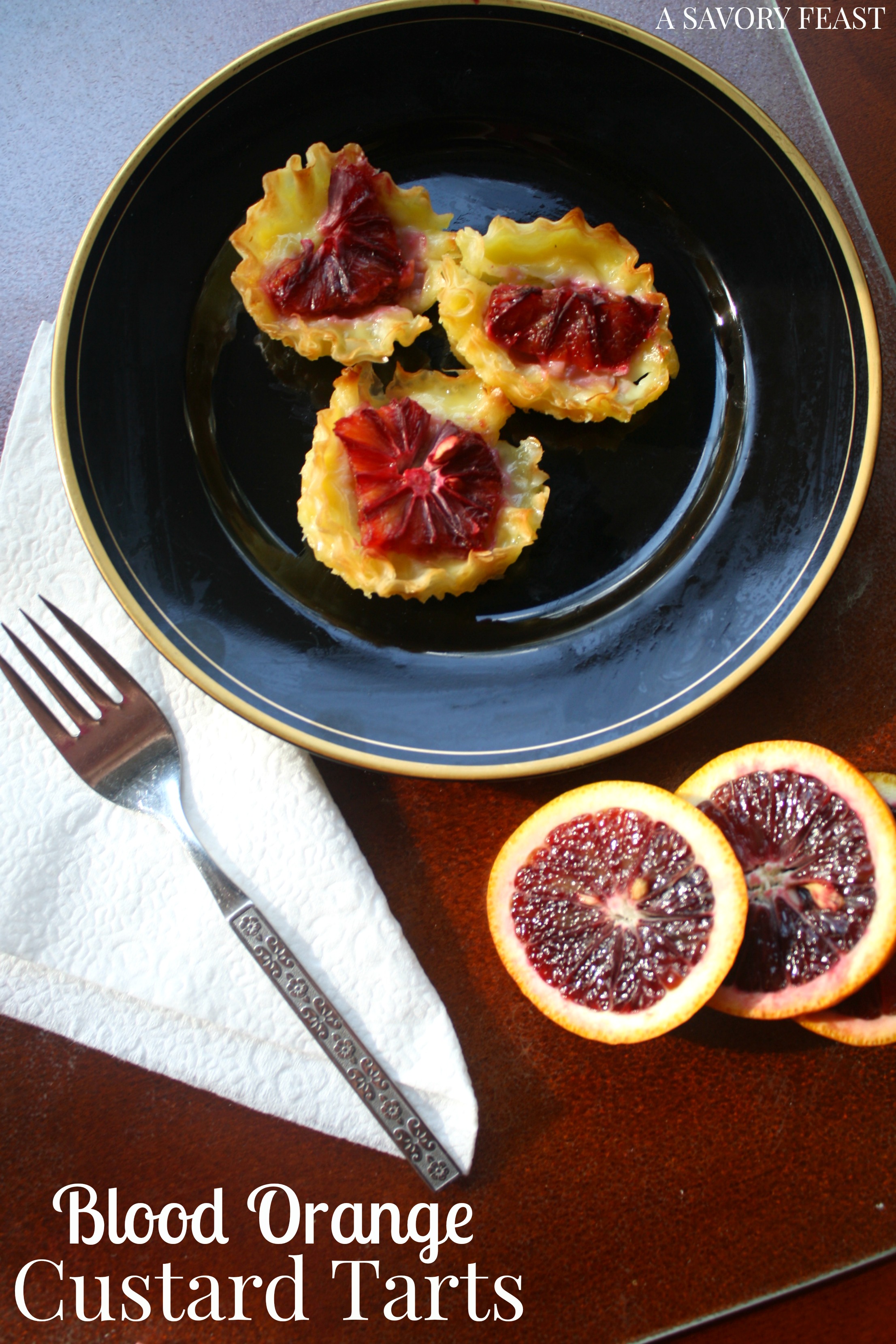 Blood Orange Custard Tarts