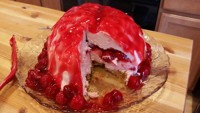 This brain cake is awesome!! An oozing no-bake cheesecake brain cake for your next Walking Dead get together. 