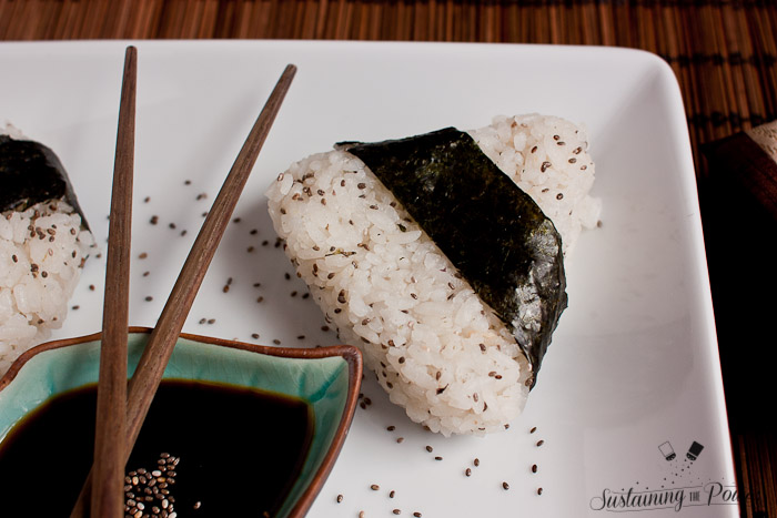 Onigiri are pretty much the sandwiches of Japan. Ultra portable and filled with all sorts of different yummy things. These have the added powerhouse nutrition of chia seeds! So smart!! Why didn't I think of that?