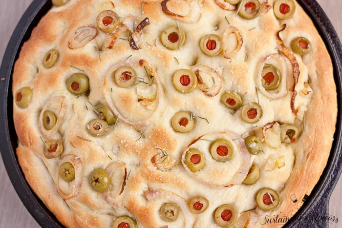 Mmmmm I am in focaccia bread heaven!! Green olives and shallots on bread is an awesome idea.