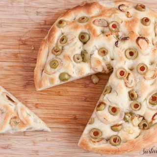 Shallot and Green Olive Focaccia