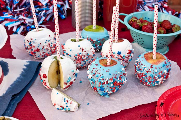 It doesn't get more American than red, white, and blue apples! These are so cute!