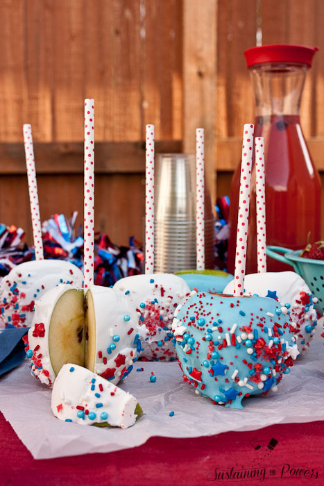 It doesn't get more American than red, white, and blue apples! These are so cute!