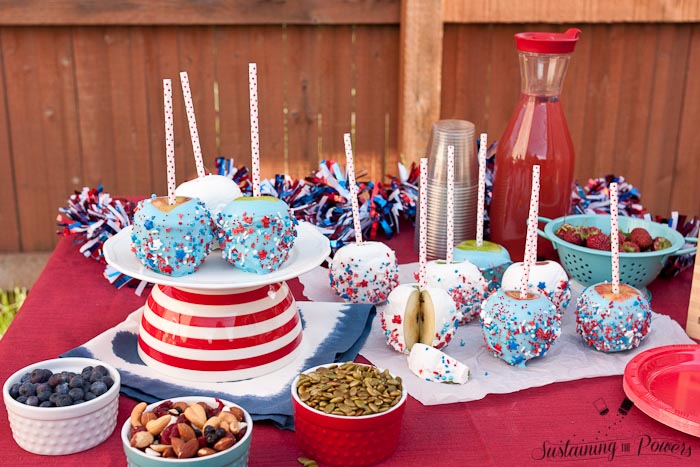 It doesn't get more American than red, white, and blue apples! These are so cute!