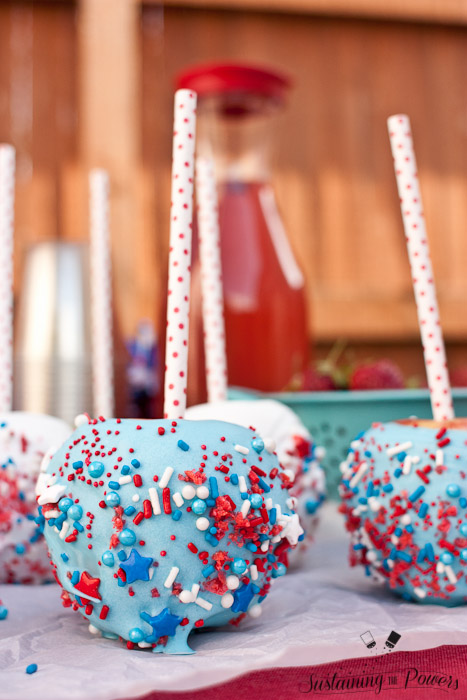 It doesn't get more American than red, white, and blue apples! These are so cute!