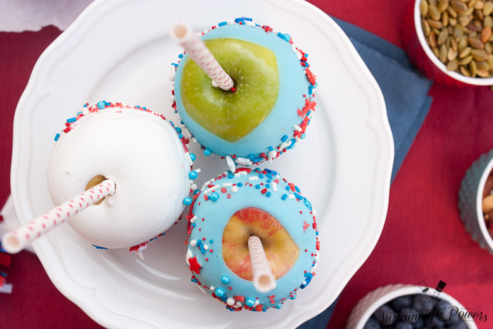 It doesn't get more American than red, white, and blue apples! These are so cute!