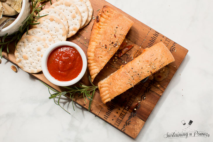 All your charcuterie board favorites stuffed inside a calzone!