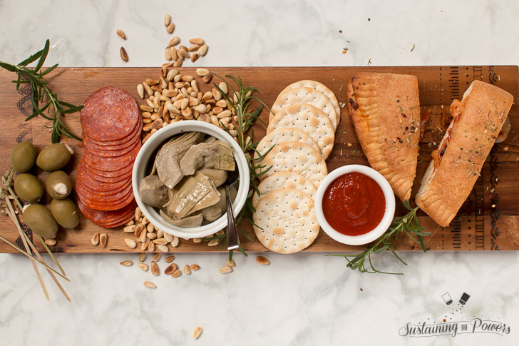 All your charcuterie board favorites stuffed inside a calzone!