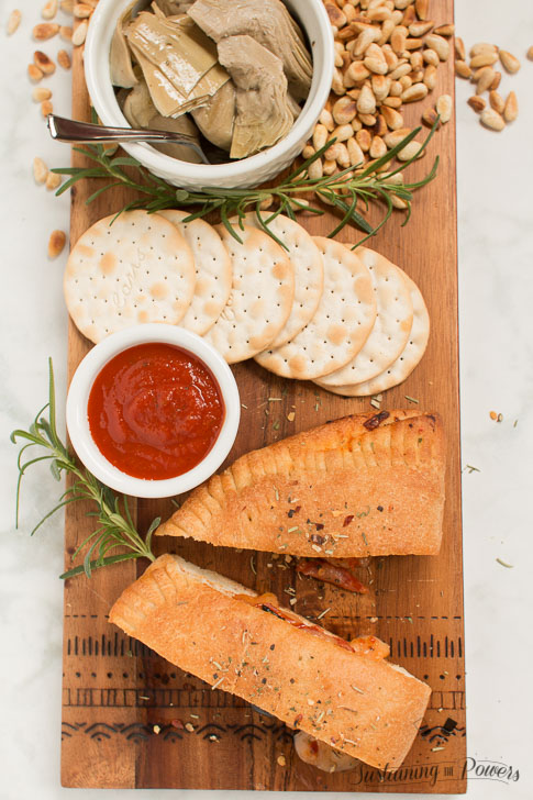 All your charcuterie board favorites stuffed inside a calzone!