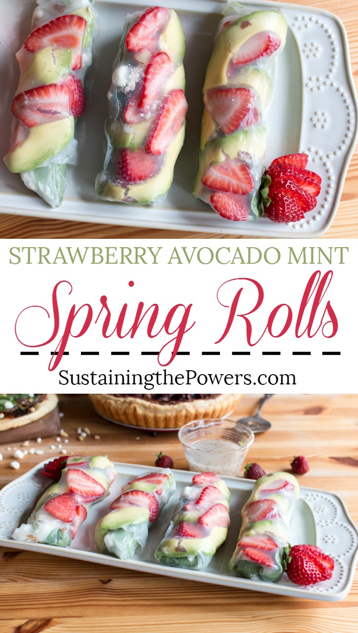 Roll up your salad so you can eat it on the go! Strawberry Avocado Mint Salad Spring Rolls