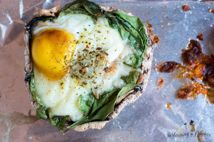 Eggs baked in portobello mushroom caps! Yum!