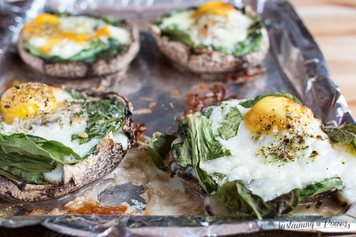 Eggs baked in portobello mushroom caps! Yum!