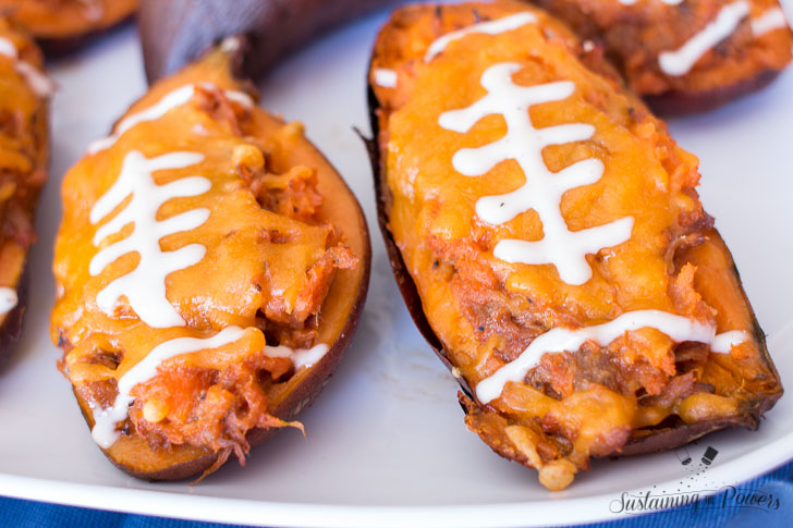 How cute are these sweet potato skins for tailgating! 
