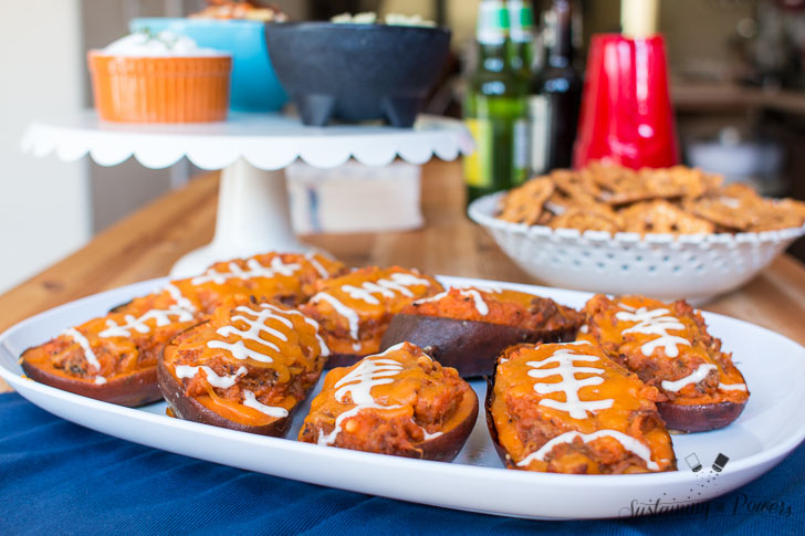 How cute are these sweet potato skins for tailgating! 