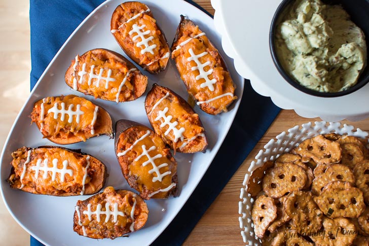 How cute are these sweet potato skins for tailgating! 