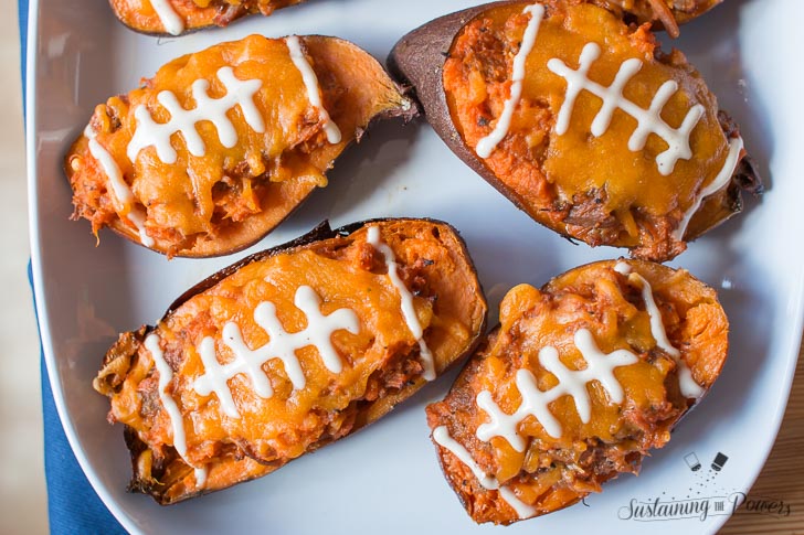 How cute are these sweet potato skins for tailgating! 