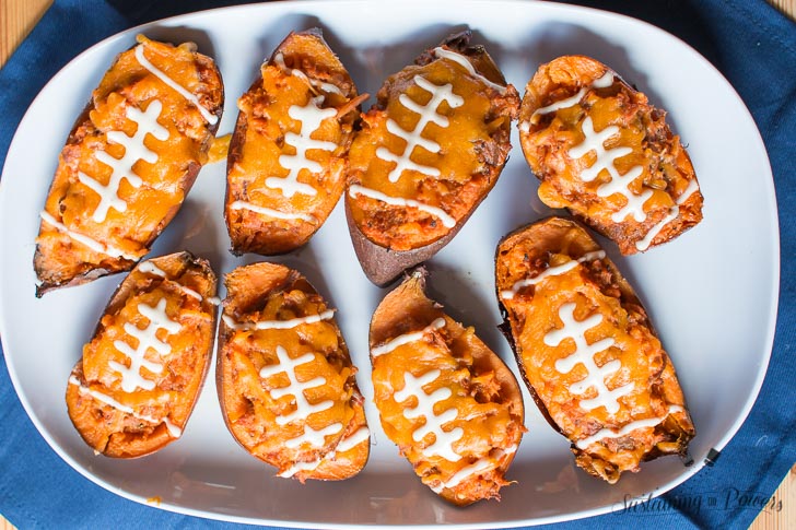 How cute are these sweet potato skins for tailgating! 