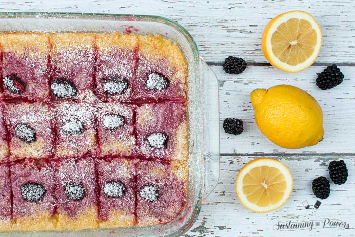 How to Make Blackberry Lemon Bars | Lemon bars are one of our favorite treats. I love the mixture of sweet and tart and a super thick shortbread crust. These have the added deliciousness of fresh blackberries that puts them totally over the top! Click through now to get the recipe! 