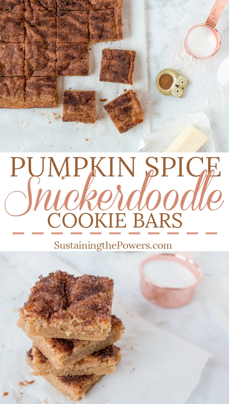 How to Make Pumpkin Spice Snickerdoodle Cookie Bars | These cookie bars take the best of your favorite snickerdoodle cookies and add pumpkin spice! They end up as chewy and soft cookies, and are already the most requested recipe in our house! Click through to learn how to make your own this Fall! 