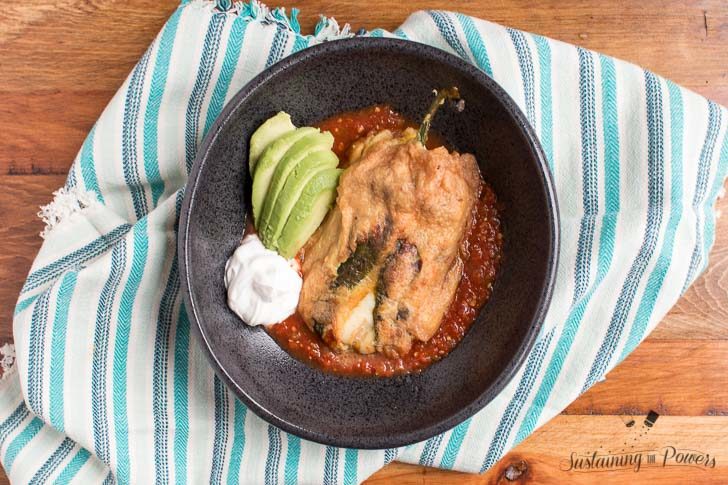 How to Make Low-Carb Chile Rellenos | Chile Rellenos are the Traditional Mexican stuffed pepper. These are filled with meunster cheese and shredded beef. Quick to make and naturally gluten-free, these keto-friendly stuffed poblanos are sure to be a hit! Click through to get the recipe! Macros per pepper: 380 Calories, 29g Fat, 4g Net Carbs (7g carbs - 4g fiber), 25g Protein