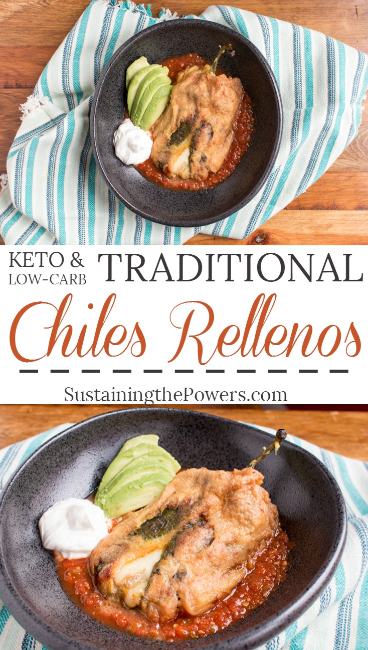 How to Make Low-Carb Chile Rellenos | Chile Rellenos are the Traditional Mexican stuffed pepper. These are filled with meunster cheese and shredded beef. Quick to make and naturally gluten-free, these keto-friendly stuffed poblanos are sure to be a hit! Click through to get the recipe! Macros per pepper: 380 Calories, 29g Fat, 4g Net Carbs (7g carbs - 4g fiber), 25g Protein