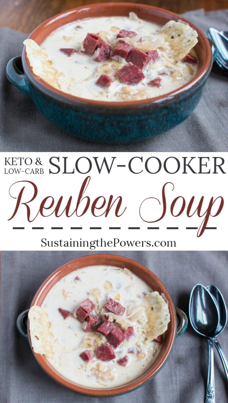 How to Make Keto Slow Cooker Reuben Soup | This soup has all your favorite salty and tangy flavors from a reuben sandwich without all the carbs! Perfect for low-carb and gluten-free diets. 343 Calories, 22.8g Protein, 1.3g net carbs and 25.6g Fat per serving. Click through to get the simple recipe!