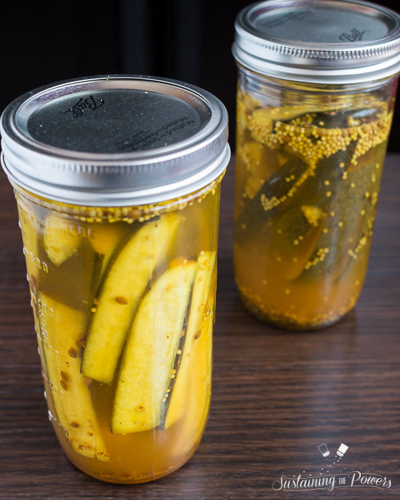 These Sugar-free Bread and Butter Zucchini Fridge Pickles are a quick and easy, sweet and tangy, zucchini pickle made in the fridge!