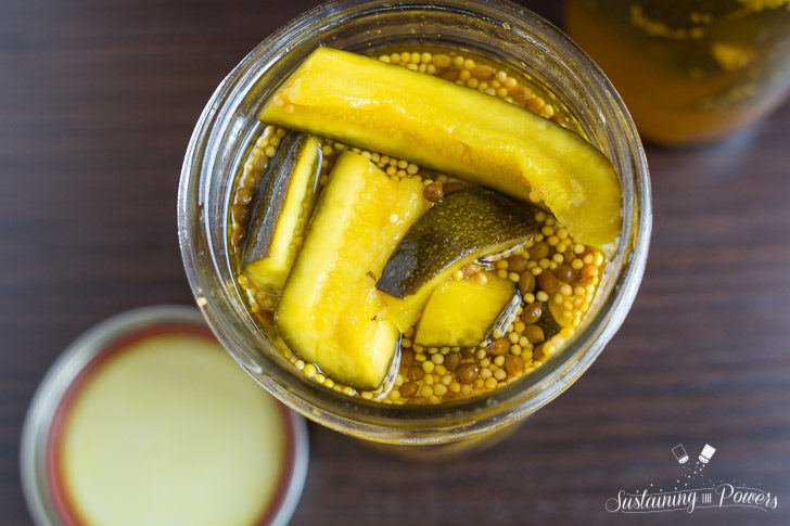 These Sugar-free Bread and Butter Zucchini Fridge Pickles are a quick and easy, sweet and tangy, zucchini pickle made in the fridge!