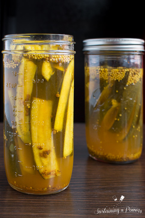 These Sugar-free Bread and Butter Zucchini Fridge Pickles are a quick and easy, sweet and tangy, zucchini pickle made in the fridge!