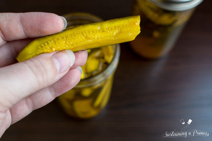 These Sugar-free Bread and Butter Zucchini Fridge Pickles are a quick and easy, sweet and tangy, zucchini pickle made in the fridge!