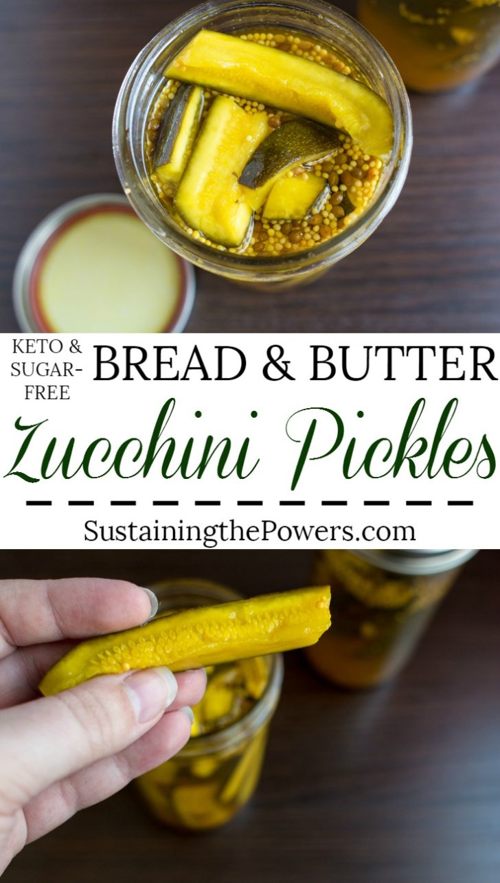 How to Make Sugar-free Bread and Butter Zucchini Fridge Pickles | These Bread and Butter Zucchini Fridge Pickles are a quick and easy, sweet and tangy, zucchini pickle made in the fridge! No canning required! They're also keto-friendly and low carb. Macros per spear (30g): Calories: 11, Fat: 0g, Carbs: .5g net (1.5g carbs - 1g fiber), Protein: 1g 