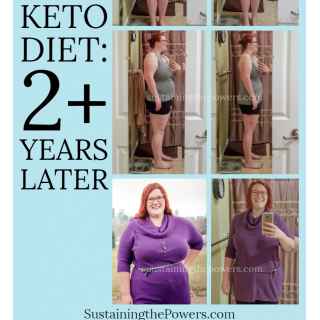 Three before and after weight loss photos of a female with the title "Keto Diet 2+ Years Later"